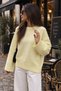 Women's yellow crew neck oversized soft knit sweater 701 - 4
