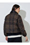 Brown Checked Regular Fit Padded Jacket - 5
