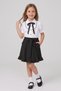 Girls' Black Bow Decorated Short Sleeve Shirt with Black Ribbons Black Bow Decorated Ruffle Skirt with Pockets October 29 April 23 Show Outfits