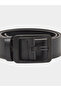 Black Solid Faux leather Belt with Square Buckle - 3