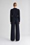 Hakim Collar Front Buttoned Blouse Navy Blue - 3