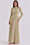 Exclusive Hijab Evening Dress with Beads and Stone Patterned Chiffon Combination Taş 1120-Y