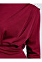 Red Solid Long Sleeve Sheath Maxi Dress - 3