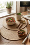 Set of 2 Natural Jute Woven Straw Placemats Round Dining Table Placemats - 4