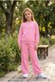 Girl's Floral Printed Sweatshirt with Back Detail, Double Set, 2 Yarns - 2