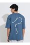 Oversized Chest & Back Screen Print Cotton Terry Crew Neck T-shirt - 3