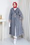 Women's Double-Breasted Collar Pocket Denim Jeans Kimono Cap - 4