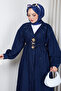 Women's Double-Breasted Collar Pocket Denim Jeans Kimono Cap - 5