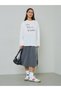 White Slogan Print Long Sleeves Oversized T-Shirt - 2