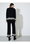 Black Color Block Ribbed Knit Sweater and Pants Co-Ord Set - 5