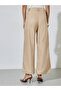 Beige Solid Wide leg Trousers - 4
