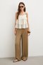 Elastic Waist Draped Wide Leg Trousers Dark Stone - 2