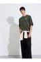 Olive Green Slogan Print Crew Neck Oversized T-Shirt - 2
