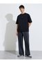 Black Silicon Print Crew Neck Short Sleeves Oversized T-Shirt - 2