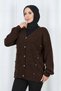 V-Neck Button Detailed Knitwear Cardigan Brown Hnt2810 - 6