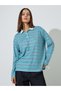 Green Striped Long Sleeves Oversized Polo T-Shirt - 3