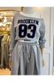 Extra Wide Extra Wide-Legged Lace-Up Sweatpants and Low-Shoulder Two-Piece Athlete's Set with Usa Usa Lettering Printed 2-Piece Look Long Sleeve Sweatshirt Sporty Seasonal Women's Set - 8