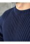 Corded Knitted Basic Oversized Knitwear Sweater m - Dark Blue - 4