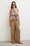 Elastic Waist Draped Wide Leg Pants Dark Champagne - 2