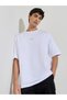 White Silicon Print Crew Neck Short Sleeves Oversized T-Shirt