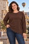 Women's Plus Size Crystal Fabric Asymmetrical Lace Detailed Long Sleeve Blouse