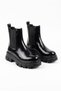 Women's Black Winter Patent Leather Elastic Non-Slip Flat Sole Chelsea Boots Kant - 6