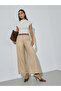 Beige Solid Wide leg Trousers - 2