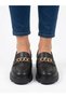 Black Chain Detailed Thick Soled Women's Loafer Shoes - 2