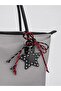 Gray Women's Decorated Zippered Shopper Shoulder Bag - 3