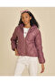 Men Burgundy Basic Puffer Jacket