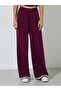 Wide Leg Casual Knit Pants with Contrast Trim