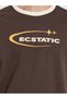 Brown Graphic Print Contrast Crew neck Oversized T-Shirt - 4