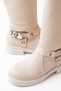 Zri̇nx-312 Premium Beige Zippered Daily Women's Boots with Buckle Accessories - 5