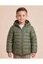 Boys Olive Puffer Hooded Jacket