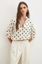 Polka Dot Satin Shirt Brown