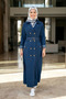Women's Belted Buttoned Pocketed Dark Blue Trench Coat - 5