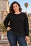 Women's Plus Size Crystal Fabric Asymmetrical Lace Detailed Long Sleeve Blouse