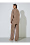 Khaki Solid Long Sleeves Shirt and Wide leg Trousers Set - 5