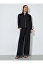 Black Embroidered Long Sleeves Shirt and Wide Leg Pants Set