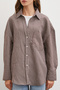Striped Oversize Shirt Brown - 4