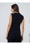 Black Solid Round Neck Fitted Tank Top - 5