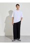 White Silicon Print Crew Neck Short Sleeves Oversized T-Shirt - 2