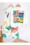 Unicorn Kids Children's Dinosaur Patterned Top and Bottom Set Cream - 2