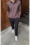 Men's Black Italian Cut Men's Trousers Elastic Waist Drawstring Side and Back Pockets Casual Trousers 102-105 cm Length Code: Jsm26İkp - 4