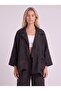 Women's Black Patterned Jacquard Asymmetrical Cut Jacket - 7