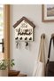 House Shaped Mdf Wall Key Hanger with 4 Hooks Welcome Home 18X17 cm - 4