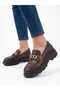Brown Chain Detail Women's Loafers Shoes