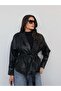 Padded Belted Leather Jacket - 2