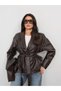 Padded Belted Leather Jacket