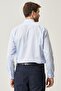 Men's Light Blue Non-Iron Tailored Slim Fit 100% Cotton Shirt - 5